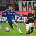 AC Milan's midfielder Riccardo Montolivo (R) vies for the ball with Napoli's Brazilian midfielder Jorginho (C) during the Italian Serie A football match between AC Milan and Napoli at San Siro Stadium in Milan on October 4,  2015. AFP PHOTO / OLIVIER MORINOLIVIER MORIN/AFP/Getty Images